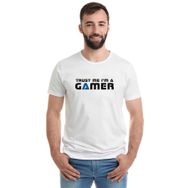 Qivi rusm Me A'm A Gamer Siyah Baskılı Beyaz Erkek Örme T-shirt