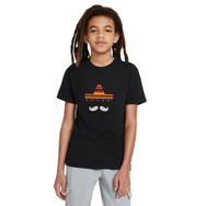 Qivi Sapka Bıyık Baskılı Unisex Çocuk Siyah T-shirt
