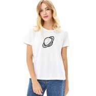 Qivi Saturn Computer Icons Planet Clip Art Baskılı Beyaz Örme Kadın T-shirt