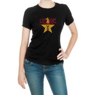 Qivi SFK0330KDNTS The Upside Down Baskılı Siyah Örme Kadın T-Shirt