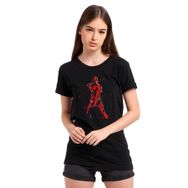 Qivi SFK0491KDNTS Daredavil Red Baskılı Siyah Örme Kadın T-shirt