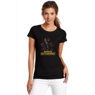 Qivi SFK0543KDNTS Pubg Battlegrounds Baskılı Siyah Örme Kadın T-shirt