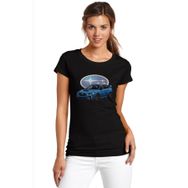 Qivi SFK0553KDNTS Baskılı Siyah Örme Kadın T-shirt