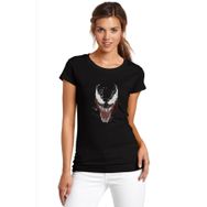 Qivi SFK0573KDNTS Venom 2 Baskılı Siyah Örme Kadın T-shirt