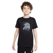 Qivi SFK0590-COCTS Astronot Dünyadan Uzaya Yolculuk Baskılı Unisex Çocuk Siyah T-shirt