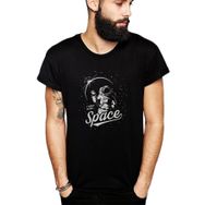 Qivi SFK0601ERKTS Astronot I Need More Space Uzay Baskılı Siyah Örme Erkek T-shirt