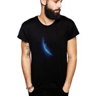 Qivi SFK0607ERKTS Dünya Mavi Baskılı Siyah Örme Erkek T-shirt