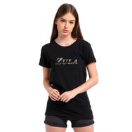 Qivi SFK0681KDNTS Zula Baskılı Siyah Örme Kadın T-shirt