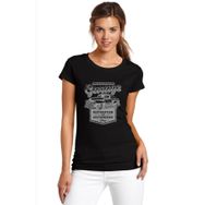 Qivi SFK0743KDNTS Retro Car Araba Baskılı Siyah Örme Kadın T-shirt