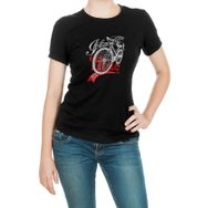 Qivi SFK0780KDNTS Ride My Bike Baskılı Siyah Örme Kadın T-shirt