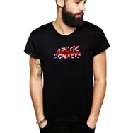 Qivi SFK0796ERKTS Arctic Monkeys Flag Baskılı Siyah Örme Erkek T-shirt