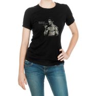Qivi SFK0820KDNTS Bruce Lee Baskılı Siyah Kadın Örme T-shirt