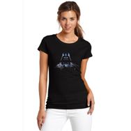 Qivi SFK0833KDNTS Dart Vaderson Baskılı Siyah Örme Kadın T-shirt