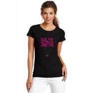 Qivi SFK0843KDNTS Fight Club Baskılı Siyah Örme Kadın T-shirt