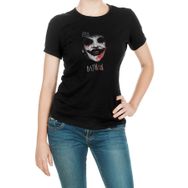 Qivi SFK0870KDNTS Joker Baskılı Siyah Örme Kadın T-Shirt