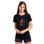 Qivi SFK0896KDNTS Star Wars Afiş Baskılı Siyah Örme Kadın T-shirt