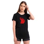 Qivi SFK0922KDNTS Apple of the Death Death Note Baskılı Siyah Örme Kadın T-shirt