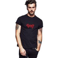 Qivi SFK0974ERKTS Berserk Mark Logo Baskılı Siyah Örme Erkek T-shirt