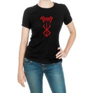 Qivi SFK0975KDNTS Berserk Mark Baskılı Siyah Örme Kadın T-shirt