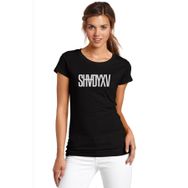 Qivi Shady Xv Classic Baskılı Siyah Örme Kadın T-shirt
