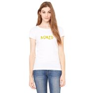 Qivi Sherlock Bored Baskılı Beyaz Kadın Örme T-shirt