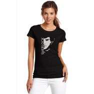 Qivi Sherlock Sherlock & Face Baskılı Siyah Kadın Örme T-shirt