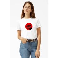 Qivi Silhouette Bad Girl Baskılı Beyaz Kadın Örme T-shirt