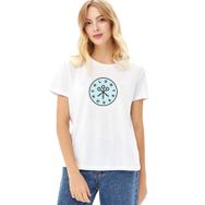 Qivi Silhouette Colony House Baskılı Beyaz Kadın Örme T-shirt