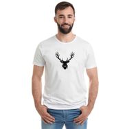 Qivi Silhouette Deer Baskılı Beyaz Erkek T-shirt