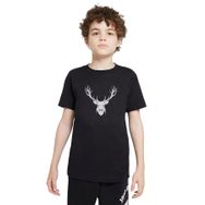 Qivi Silhouette Deer Baskılı Unisex Çocuk Siyah T-shirt