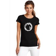 Qivi Silhouette Dragon Bearded Baskılı Siyah Kadın Örme T-shirt