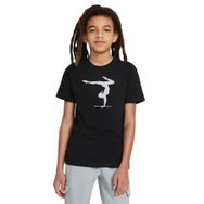 Qivi Silhouette Gymnastic Baskılı Siyah Unisex Çocuk T-shirt