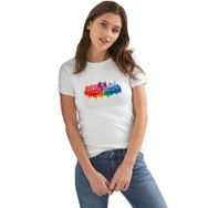 Qivi Silhouette Las Vegas City Baskılı Beyaz Kadın T-shirt
