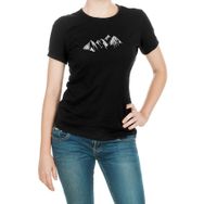 Qivi Silhouette Mountains Baskılı Siyah Kadın Örme T-shirt