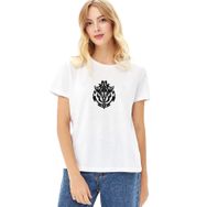 Qivi Silhouette Overlord Baskılı Beyaz Örme Kadın T-shirt