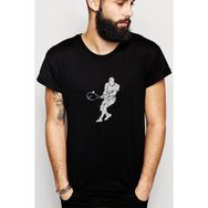 Qivi Silhouette Tennis Baskılı Siyah Erkek Örme T-shirt