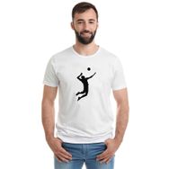 Qivi Silhouette Volleyball Baskılı Beyaz Erkek Örme T-shirt