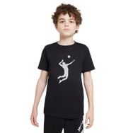 Qivi Silhouette Volleyball Baskılı Siyah Unisex Çocuk T-shirt
