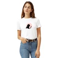 Qivi Silhouette Woman Silhouette Baskılı Beyaz Kadın T-shirt