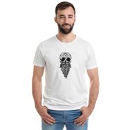 Qivi Skull Gri Baskılı Beyaz Erkek T-shirt