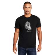 Qivi Skull Kızılderili Baskılı Siyah Örme Erkek T-shirt