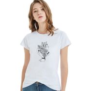 Qivi Skull Lockscreen Tumblr Rose Baskılı Beyaz Örme Kadın T-shirt