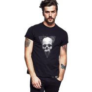 Qivi Skull Triangle Baskılı Siyah Örme Erkek T-shirt