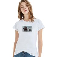 Qivi Skyrim Epic Baskılı Beyaz Örme Kadın T-shirt