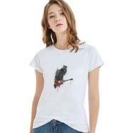 Qivi Slash Gitar Metal Rock Music T Baskılı Beyaz Örme Kadın T-shirt