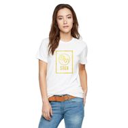 Qivi Soen Symbol Text Baskılı Beyaz Kadın Örme T-shirt