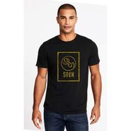Qivi Soen Symbol Text Baskılı Siyah Örme Erkek T-shirt