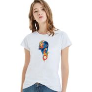 Qivi Sporcu Basketci Baskılı Beyaz Kadın Örme T-shirt