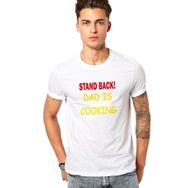 Qivi Stand Back Dad Is Cooking Baskılı Beyaz Erkek Örme T-shirt