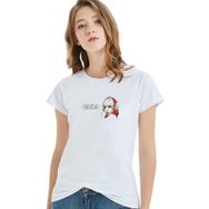 Qivi Stkrh72 Lady Gaga Baskılı Beyaz Örme Kadın T-shirt